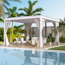 EROMMY 12x12 Aluminum Pergola with Louvered Roof – White-Erommy