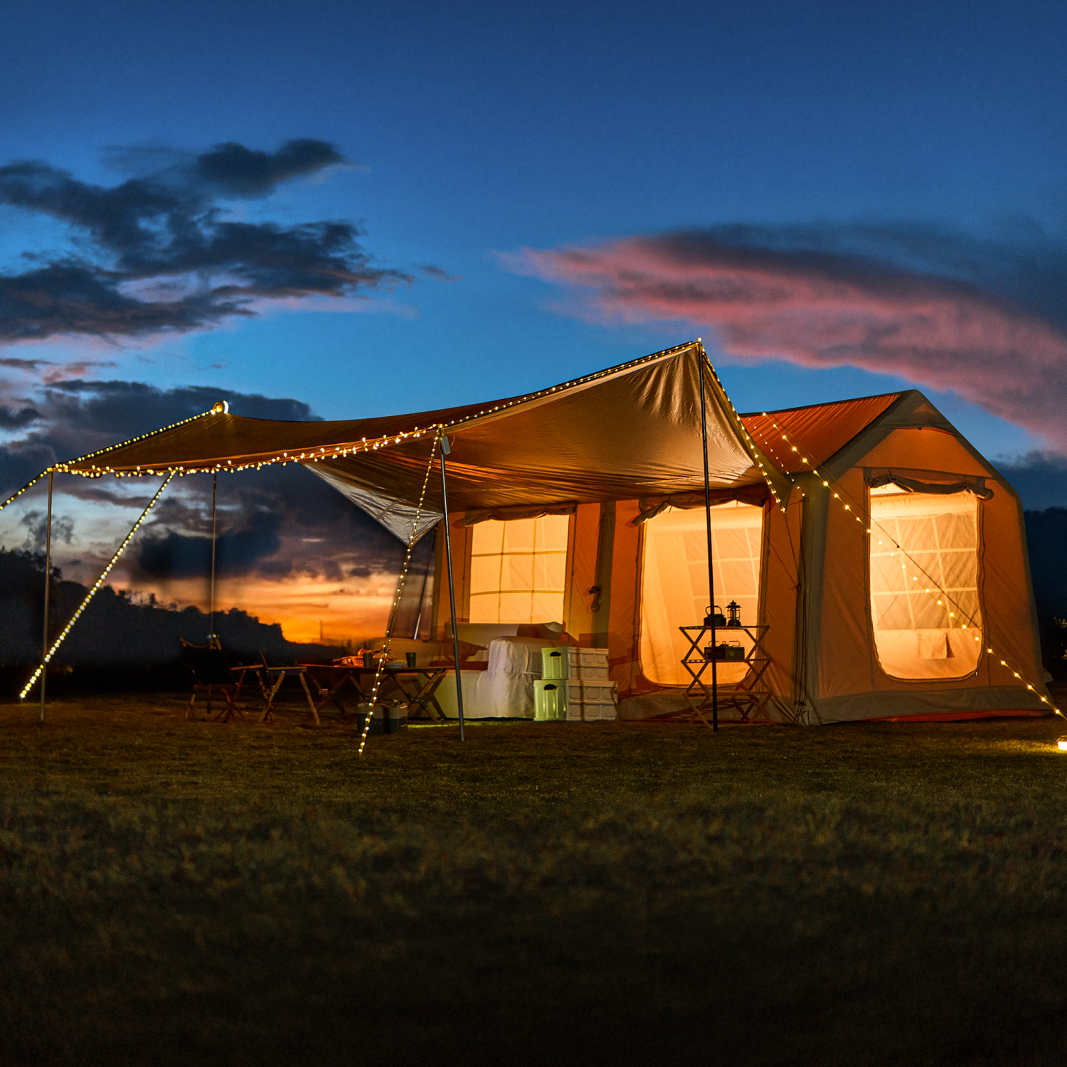 zelt nebraska 3 your GEAR Gobi - Personen Tipi Familienzelt - Pyramidenzelt aus Baumwolle - UV50+ Wasserdicht 14ft Farbe:Blue Lagoon Rocktrail Aufenthaltszelt, 4-6 Personen,