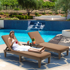 EROMMY Outdoor Chaise Lounge Chairs Set of 2, All-Weather Patio Loungers with Removable Cushions & Wooden Texture Design-Erommy