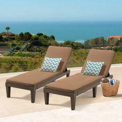 EROMMY Outdoor Chaise Lounge Chairs Set of 2, All-Weather Patio Loungers with Removable Cushions & Wooden Texture Design-Erommy