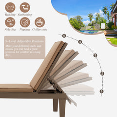 EROMMY Outdoor Chaise Lounge Chairs Set of 2, All-Weather Patio Loungers with Removable Cushions & Wooden Texture Design-Erommy