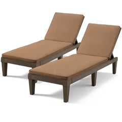 EROMMY Outdoor Chaise Lounge Chairs Set of 2, All-Weather Patio Loungers with Removable Cushions & Wooden Texture Design