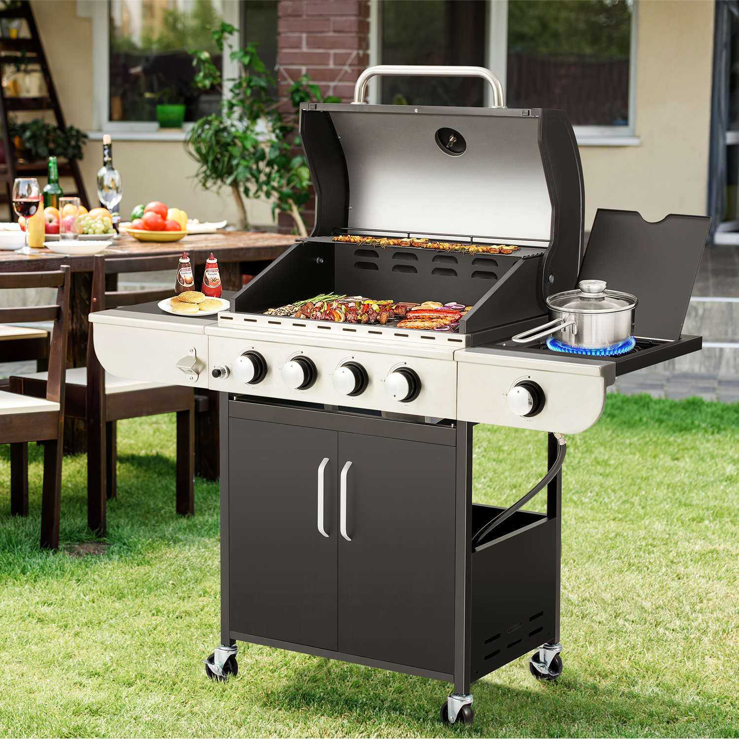 4 burner barbecue clearance