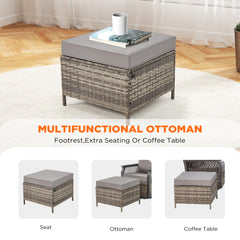 EROMMY 6-Piece Patio Set with Sofa, Swivel Rocking Chairs, Ottoman & Side Table, Grey-Erommy