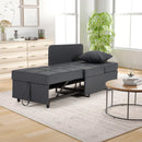 EROMMY 3 IN 1 Futon Sofa Bed Convertible Recliner Lounge for Living Room with Reclining Backrest, PU Leather, Gray-Erommy