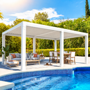 EROMMY 10x20 Aluminum Pergola with Pull-down Sun Shade – White