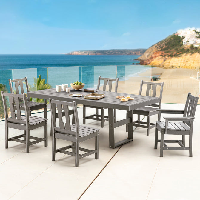 EROMMY 7 Piece Patio Dining Set, Patio tables with 6 Chairs,for Backyard, Porch, Lawn, Party and Garden, Gray-Erommy