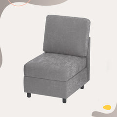 EROMMY Modular Single Seat Sofa with Storage, Chenille Cover, Washable, Light Gray