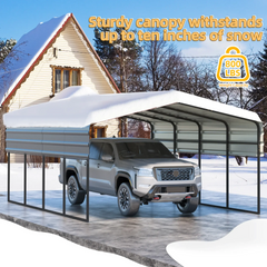 EROMMY 12’ x 20’ Metal Carport with Galvanized Roof – Sturdy Shelter for Cars, Boats, Trucks, and Tractors-Erommy