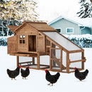 EROMMY Chicken Coop Large Wooden Chicken Tractor 71" with Nesting Box, Wheels, Waterproof Roof, Pull Out Tray, for 4-6 Poultry-Erommy