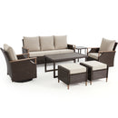 EROMMY 7-Piece Outdoor furniture Set with Swivel Chairs, Ottoman & Coffee Table, Beige-Erommy