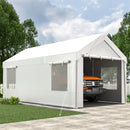 EROMMY Carport, 10' x 20' Heavy Duty Carport with Roll-up Windows,Portable Garage with Removable Sidewalls, Car Canopy with All-Season Tarp and Sandbags for Truck, Tractor, Boat, White
