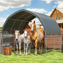 EROMMY 10'x10' Heavy Duty Round Style Canopy With Shade Shed Kit for Livestock, Gray
