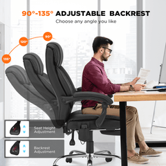 Erommy Executive Heat and Massage Reclining Leather Ergonomic Office Chair Black-Erommy