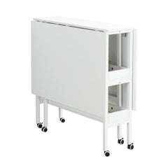 EROMMY Home Hobby Craft Table with Storage Shelves, Mobile Folding Cutting Table for Large Fabric, 35.5in, for Home Office Sewing Room Craft Room-Erommy