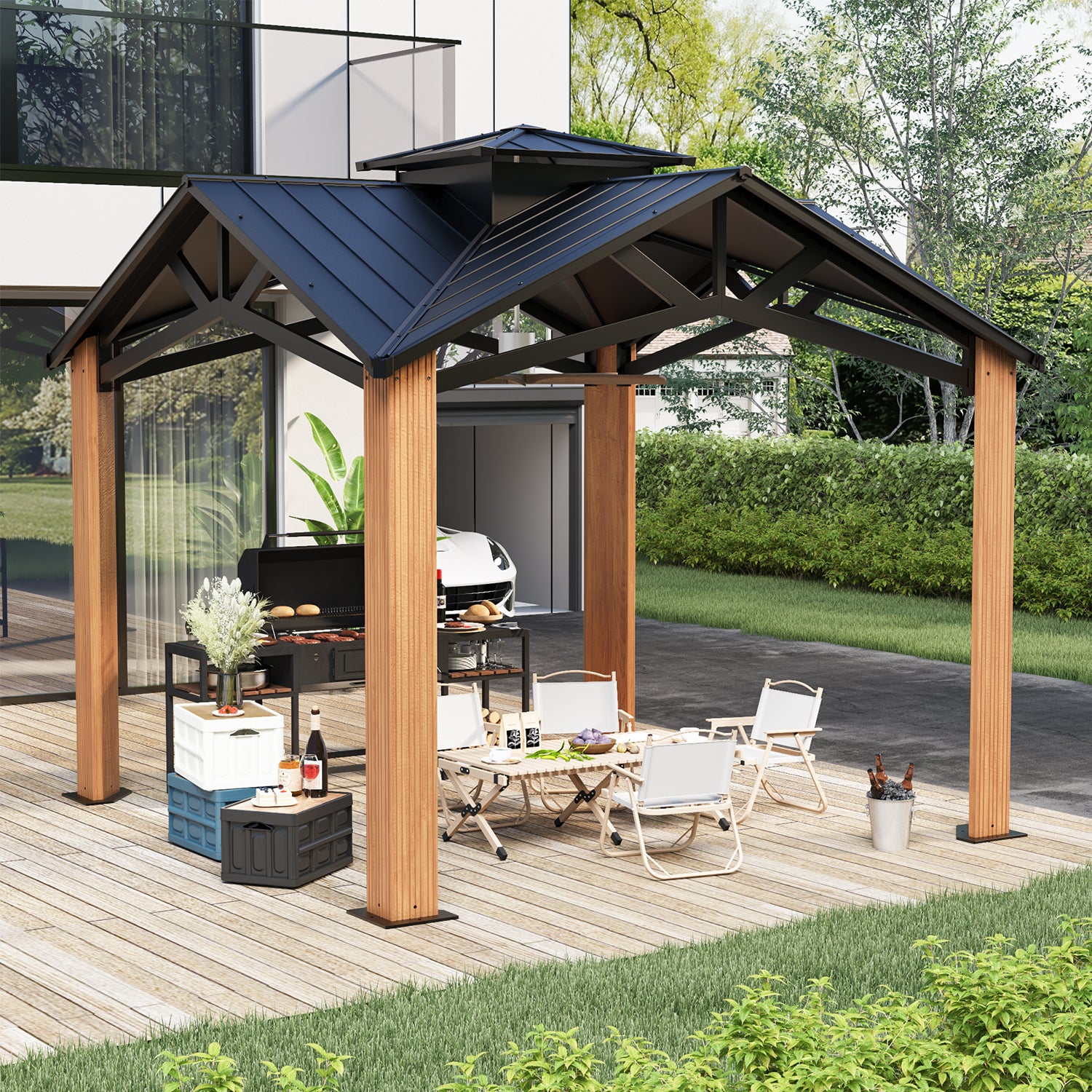 バーティカルプロ612-Tプレミオ　ネオスタイル EROMMY 12 x 12 FT Modern Gazebo with Double Roof and Enhanced