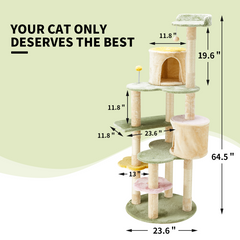 EROMMY Flower Cat Tree Tower, Heavy Duty Anti-Scratch Cats Furniture, Multi-Level Cat Condo Activity Center