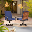 EROMMY Swivel Patio Chairs Set of 2 with Thickened Cushions, Blue