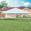 EROMMY 15x15ft Large Outdoor Dog Kennel, Waterproof Cover and Rotating Feeder, Galvanized Steel Metal with Lockable Door-Erommy