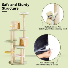 EROMMY Flower Cat Tree Tower, Heavy Duty Anti-Scratch Cats Furniture, Multi-Level Cat Condo Activity Center