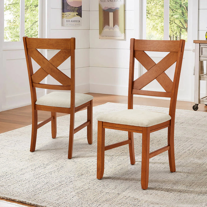 EROMMY Dining Chairs Set of 2, Modern Farmhouse Upholstered Dining Room Chair, Natural Oak-Erommy