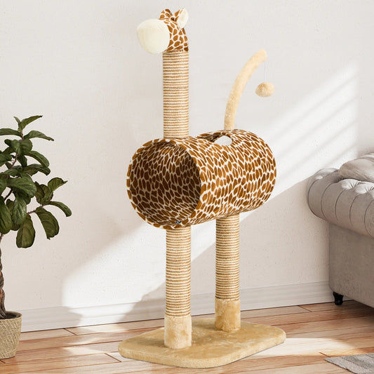 EROMMY Giraffe Cat Tree, 41.3" Cat Tower with Scratching Post, Suspension Ball & Padded Perch