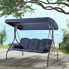 EROMMY 3-Seat Patio Porch Swing with Adjustable Canopy, Blue-Erommy