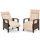 EROMMY Outdoor Recliner Chair Set of 2, up to 150°with Removable Cushion, Khaki