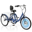 EROMMY Electric Trike for Adults,Peak 500W Brushless Motor, E-Trike with 24" x 2" Tires, Removable Battery, Charger,Step-Thru 3-Wheel Electric Bicycle, Up to 55 Miles Range, 15.5MPH+ Speed, Navy Blue