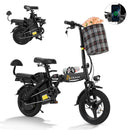 EROMMY Foldable Electric Bike, 2 Seat 14" Adults Ebike|500W |20MPH |30+Miles | Removable 48V 7.8Ah Battery,3 Riding Modes,Dual Disc Brakes, Black