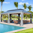 EROMMY 10x20 Outdoor Canopy Gazebo, Double Roof Patio Gazebo Steel Frame with Netting and Shade Curtains for Garden,Patio,Party Canopy, Grey-Erommy