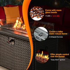 EROMMY 44" Patio Propane Fire Pit Table with Wind Guard, Black-Erommy