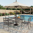 EROMMY 5-Piece Patio Dining Set, 4 Metal Chairs & Square Table w/ Umbrella Hole