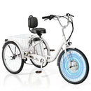 EROMMY Electric Trike for Adults,Peak 500W Brushless Motor, E-Trike with 24" x 2" Tires, Removable Battery, Charger,Step-Thru 3-Wheel Electric Bicycle, Up to 55 Miles Range, 15.5MPH+ Speed, White