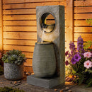 EROMMY 39.7" Water Fountain Outdoor with LED Lights – Resin Garden Fountain for Patio, Poolside, Deck & Indoor Use – Calming Flowing Water Sound for Relaxation – Easy Assembly