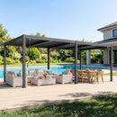 EROMMY Pergola Louvered 10x20, Aluminum Hardtop Pergola with Adjustable Roof for Sun & Rain Shade, Outdoor Gazebo with Integrated Drainage System, Modern Rustproof Patio Canopy Carport