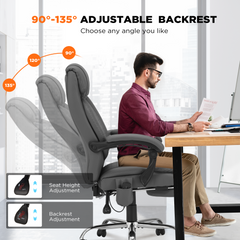 Erommy Executive Heat and Massage Reclining Leather Ergonomic Office Chair Gray-Erommy