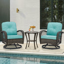 EROMMY 3 Pieces Swivel and Rocker Patio Chairs with a Table - Blue-Erommy