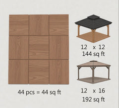 Erommy 44 PCS Interlocking Deck Tiles 12" x 12" – Brown Waterproof PP Flooring for Patio, Balcony, Bathroom, Garden & Poolside, Non-Slip, Easy DIY, Indoor Outdoor All-Weather Use-Erommy