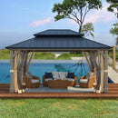 EROMMY 12' x 16' Outdoor Hardtop Gazebo with Cedar Frame and Powder Coated Metal Roof, Grey-Erommy