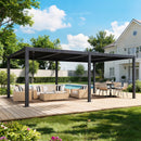 EROMMY Pergola Louvered 12x20, Aluminum Hardtop Pergola with Adjustable Roof for Sun & Rain Shade, Outdoor Gazebo with Integrated Drainage System, Modern Rustproof Patio Canopy Carport