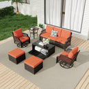 EROMMY 7 Piece Patio Furniture Set, Rattan Outdoor Sectional for Deck Backyard Porch (Orange)-Erommy
