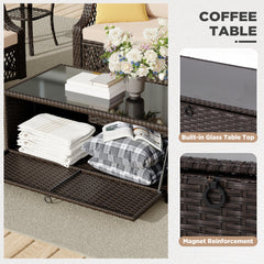 EROMMY 7 Piece Patio Furniture Set, Rattan Outdoor Sectional for Deck Backyard Porch (7 Seats, Khaki)-Erommy