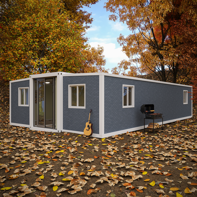 EROMMY Foldable 40ft 2 Bedroom Mobile Home, Modular Prefab House with Kitchen & Fully Equipped Bathroom, Extendable Container House for Outdoor Living-Erommy