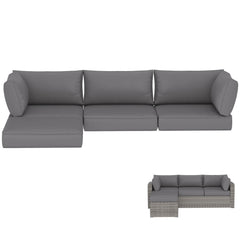 EROMMY 9-Piece Outdoor Sectional Cushions for 4-Seat Sofa, Waterproof Deep Seat w/ Non-Slip & Machine Washable Covers, Gray