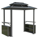 EROMMY 8x6 Polycarbonate Grill Shelter with Two Side Bars