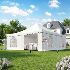 EROMMY 20x20FT Heavy Duty Party Tent with Sidewalls, Outdoor Wedding & Event Canopy, White