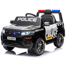 EROMMY Police Car for Kids Ride on, 12V Electric Car Kids Electric Vehicles with Remote Control, Led Lights, Siren, Music, Horns, Black-Erommy