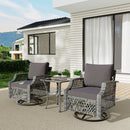 EROMMY 3 Piece Outdoor Swivel Chair Set, Patio Furniture Conversation Set for Deck, Yard, Garden, Poolside(Gray)-Erommy