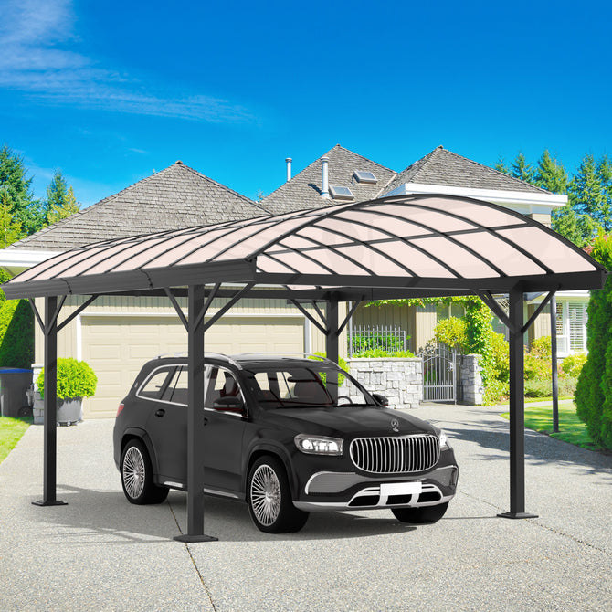 Erommy Heavy Duty Metal Carport Kit 10 x 20 ft, Aluminum Carport with UV50+Resistant PC Sunlight Panels,Sturdy Metal Carport for Cars, Boats,Outdoor Storage Shed,Anti Rust Awning,Snow-Erommy